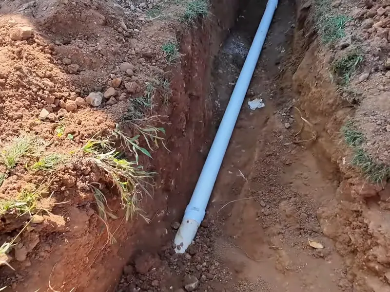 Exterior sewer work shows trenchless equipment, open excavation, or new pipe placement near Cerritos, CA on Sewer Line Replacement in Cerritos, CA body slrp 002