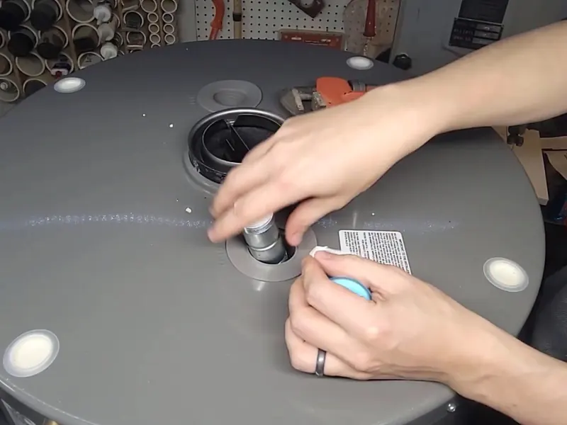 A water heater tank, valve, or supply connection is inspected during service near Cerritos, CA on Water Heater Installation & Replacement in Cerritos, CA