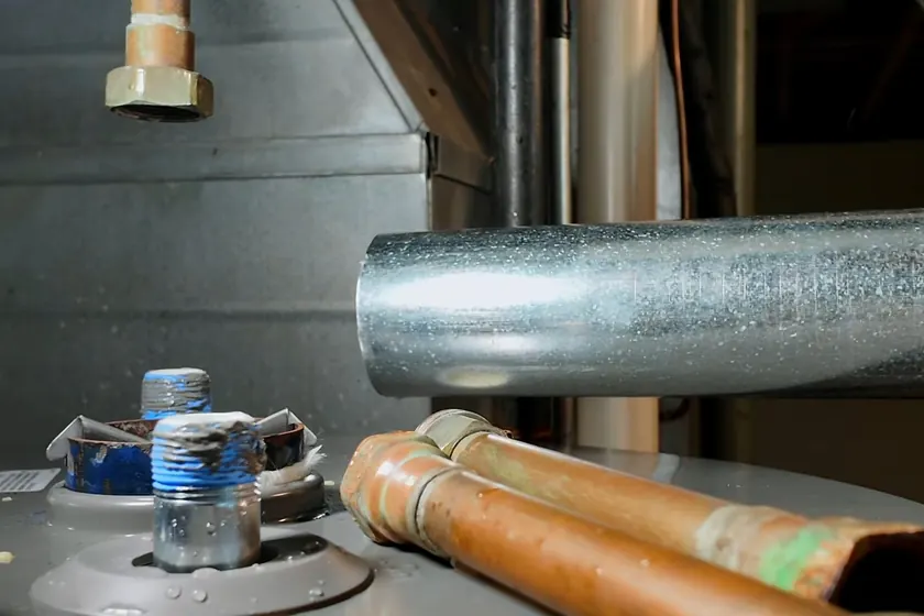 A water heater tank, valve, or supply connection is inspected during service near Cerritos, CA on Gas Line Installation & Repair in Cerritos, CA faq glr 003