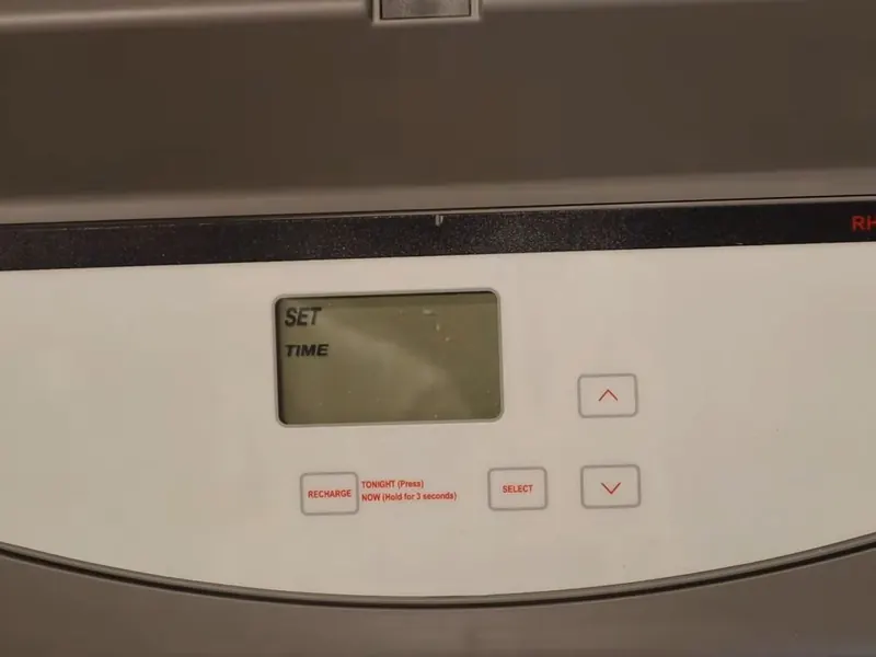 A water softener system is inspected with its brine tank, valve head, or inlet piping visible near Cerritos, CA on Hard Water in Cerritos: What 280–300 ppm Means for Your Plum